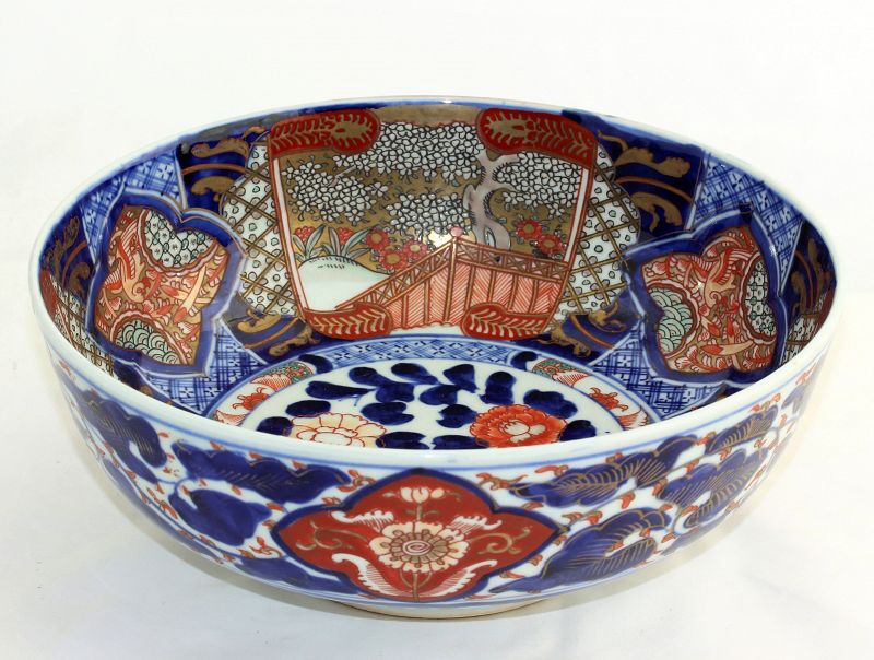 Japanese Imari Porcelain Punch Bowl