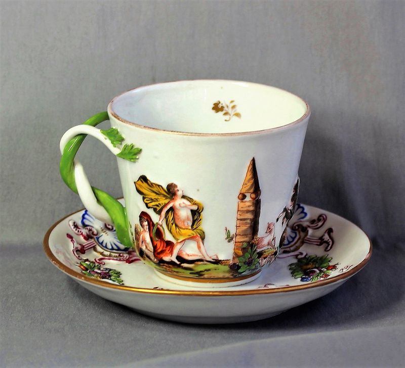 Italian Capodimonte Naples Porcelain Cup and Saucer
