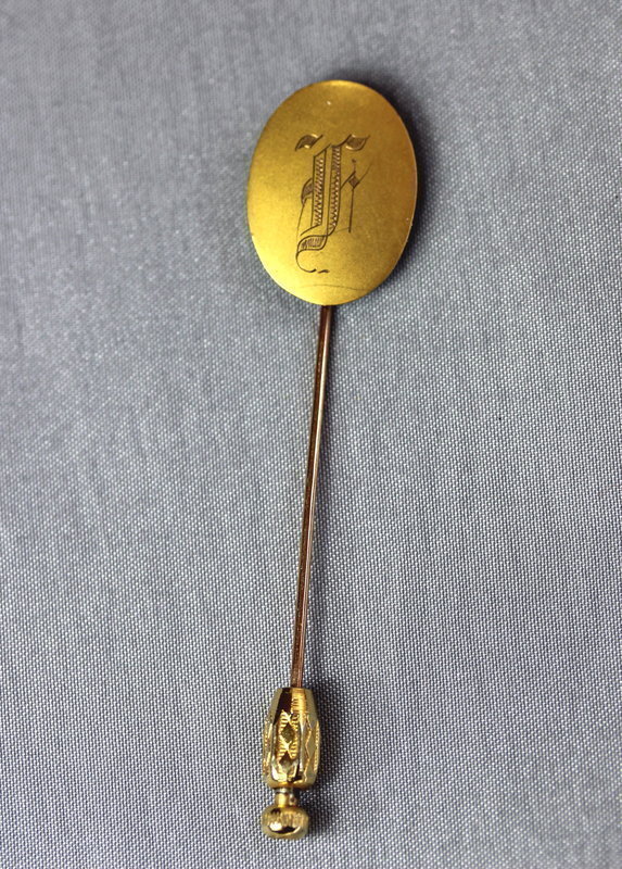 Gold Stick Pin, initial &quot;F&quot; and &quot;10K&quot; marked