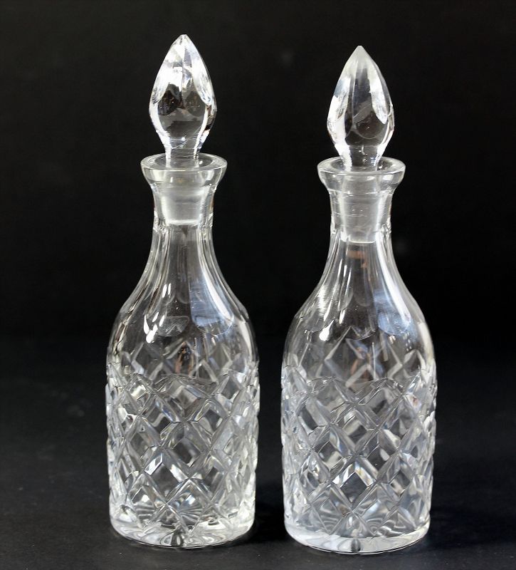 Two(2) Cut Crystal Cruet Set with Tops