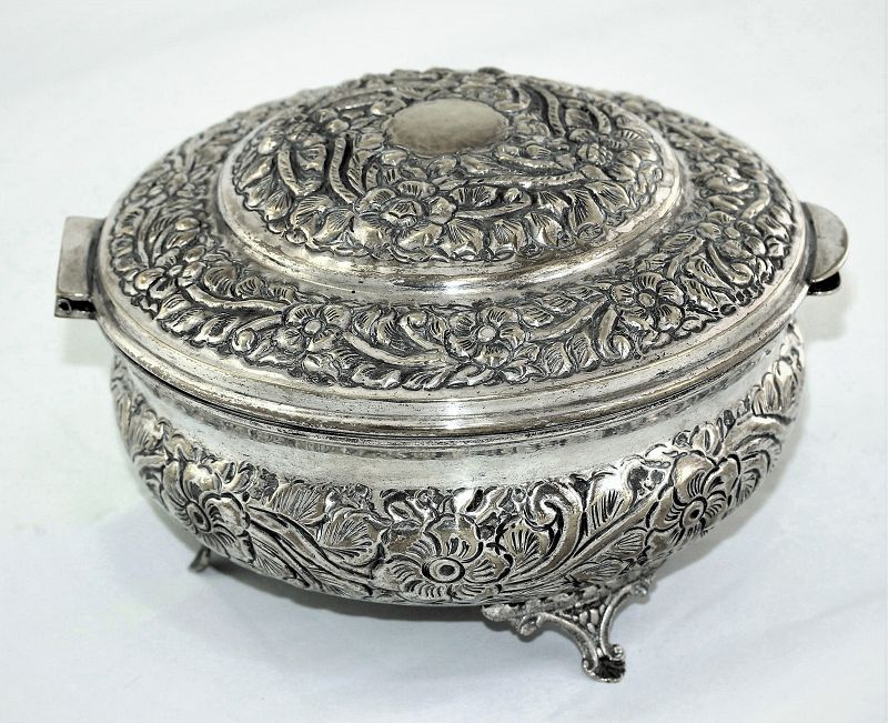 Silver Plated Repousse Jewelry Box