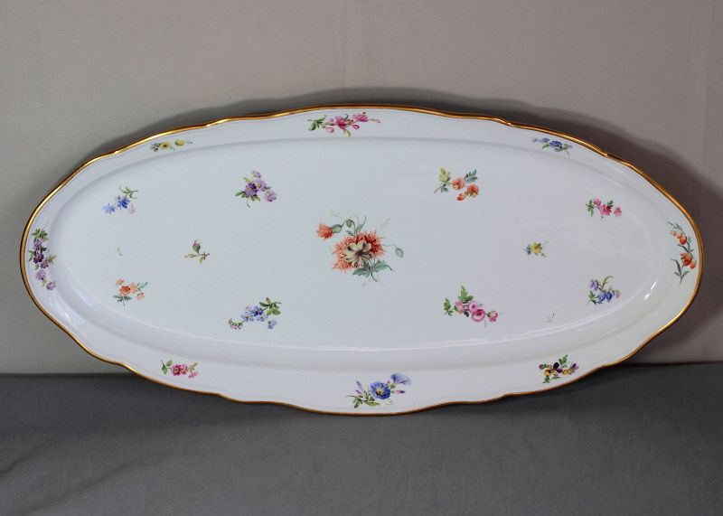 German Meissen Porcelain Fish Platter, blue cross sword mark