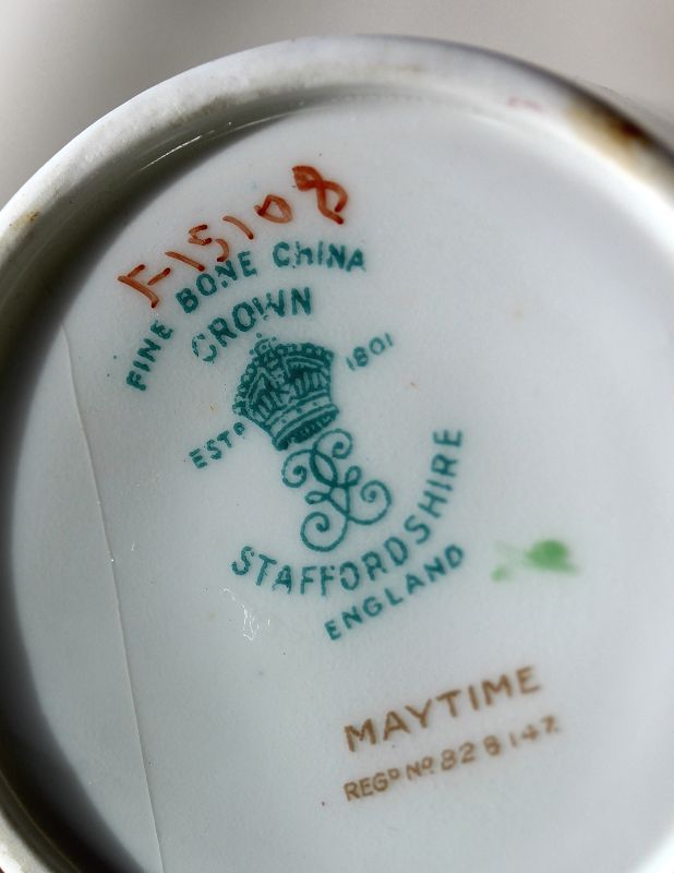 6 English Staffordshire Porcelain Demitasse Cups &amp; Saucers