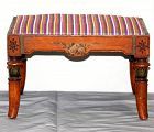 English Satin wood Foot Stool, polychrome hand painted