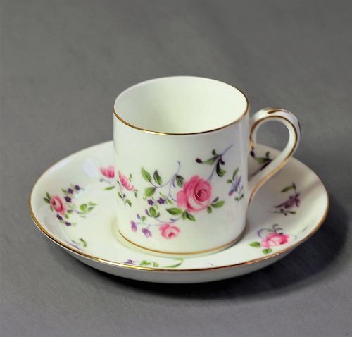 English Crown Staffordshire Porcelain Demitasse Cup & Saucer