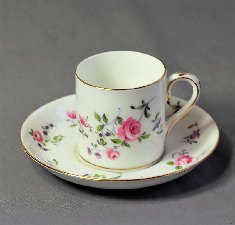 English Crown Staffordshire Porcelain Demitasse Cup &amp; Saucer