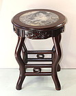 Chinese Blackwood & Natural gray mottled Marble top round Stool/table