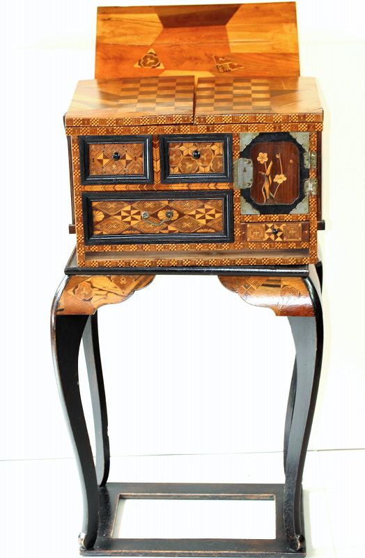 Japanese Marquetry inlaid Wood Book Stand, Chess, Work Table