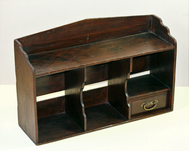 Japanese Pine merchant shelf with drawer