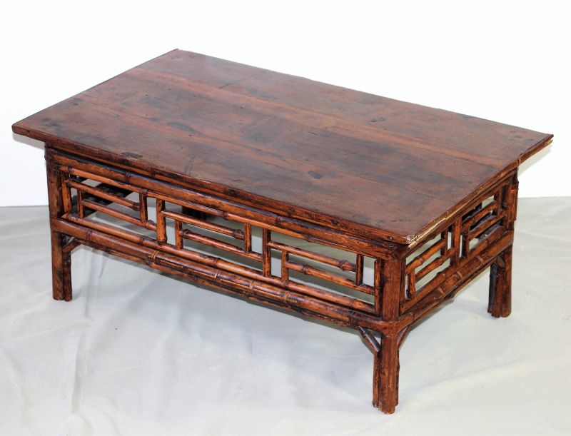 Chinese Bamboo Table with wooden top