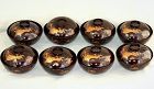 Eight(8) Japanese Gold Maki Lacquer covered bowls