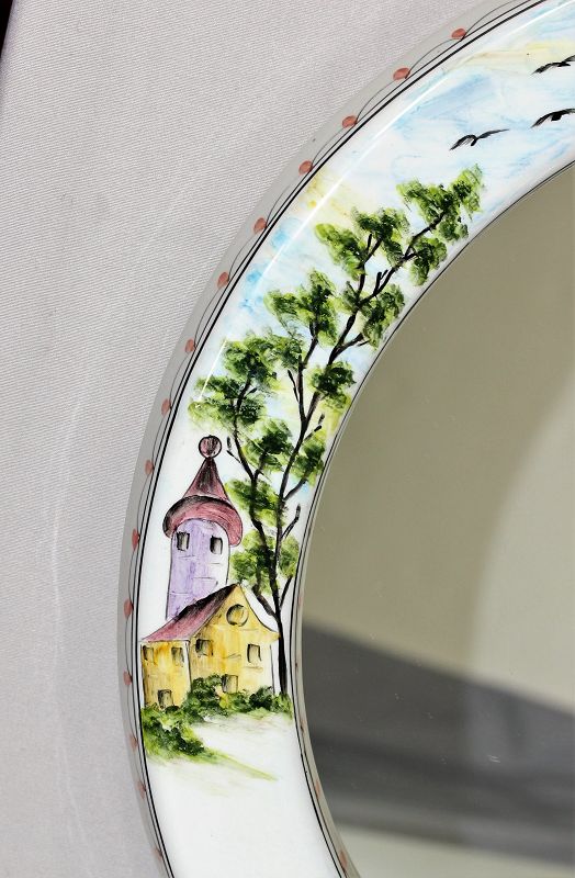 Portuguese Hand Painted on Ceramic Mirror