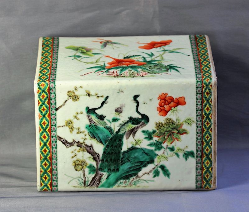 Chinese Famille Verte Porcelain Pillow, 19th C.