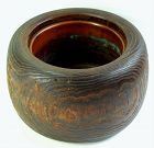Japanese Kiri wood round Hibachi with Copper Lining