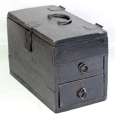 Japanese Cedar wood Writer's Box with Black Iron Hardware