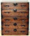 Japanese Tansu, 2 section Kiri wood & Black Iron 4 season design