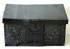 Japanese black lacquered Bamboo Trunk with black iron handle