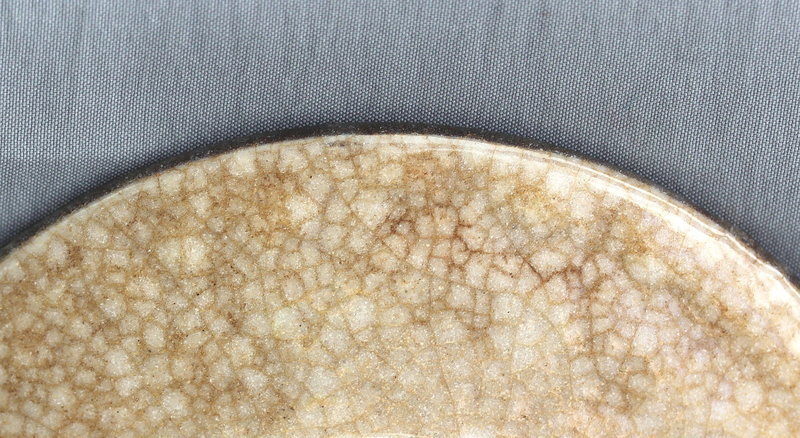 Japanese Earthenware Dish, brown cracked glaze