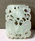 Chinese Nephrite Pendant or Plaque, carved Butterfly, 19th C.