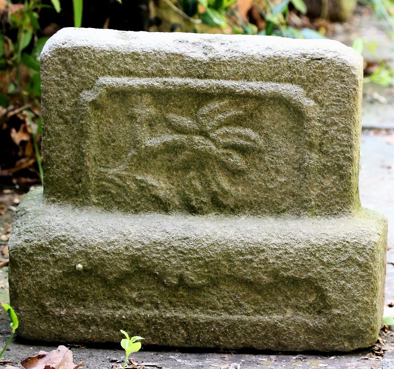 Chinese heavy Stone carved Rabbit &amp; Floral  Slab, 19th C.