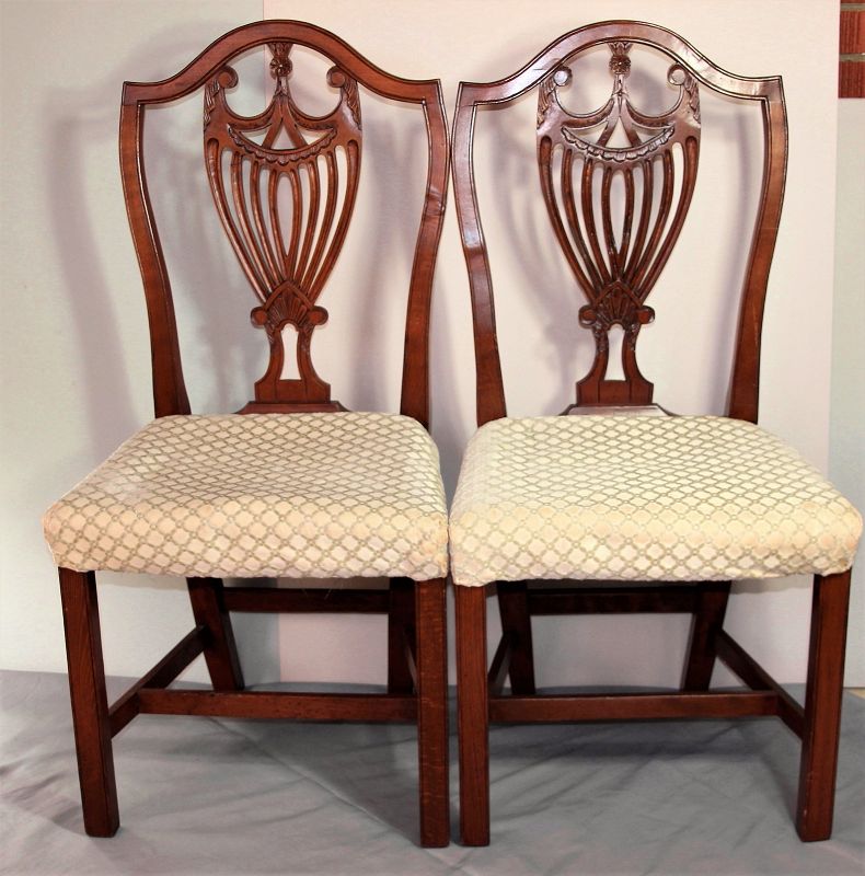 Pr. Hepplewhite Mahogany Side Chairs, Shield & Eagle back