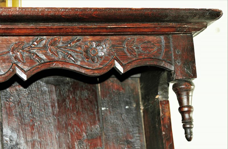 French Country Louise XV period hand carved dark Oak Cupboard Buffet