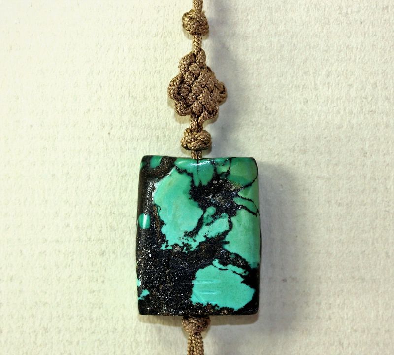 Chinese Turquoise Ornament, Tassel with Macrame knot