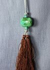 Chinese carved Turquoise Ornament, Tassel with Macrame knot