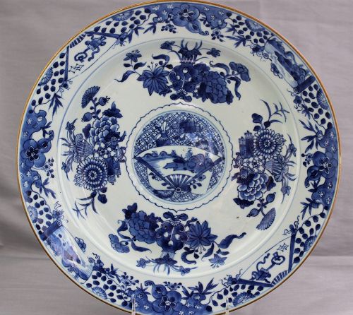 Chinese Export Blue & White Porcelain Charger, Qianlong period