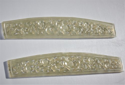 2 Chinese carved jade Hardstone Plaques