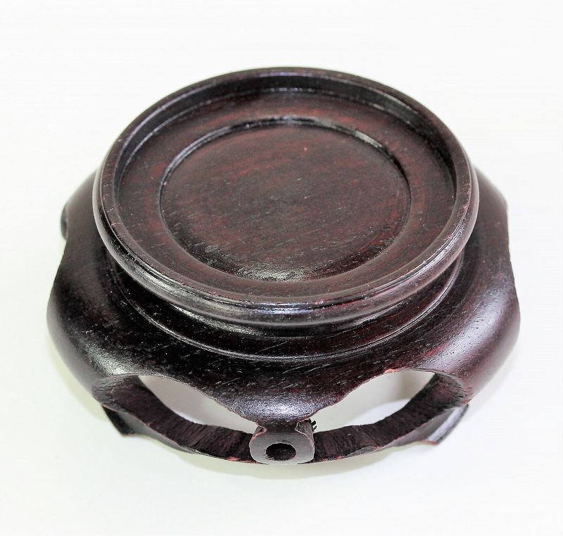Chinese Hardwood round dark Brown Display Stand, made in &quot;Hong Kong&quot;