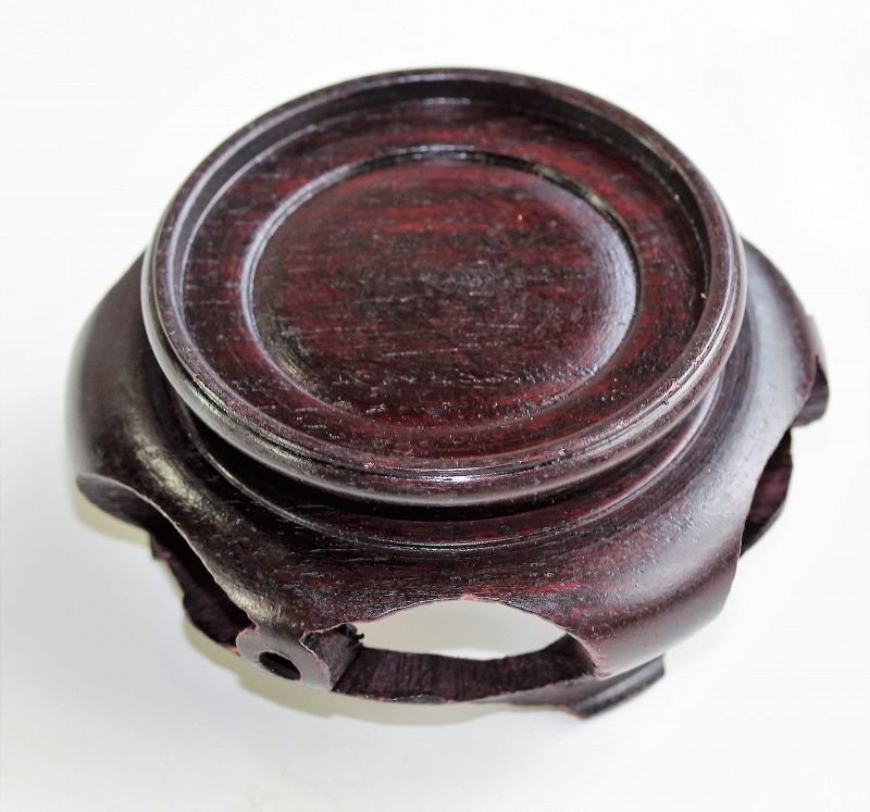 Chinese Hardwood round dark Brown Display Stand, made in &quot;Hong Kong&quot;