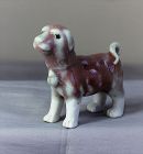 Chinese Porcelain Sang de boeuf Dog Figure, Iron Red Glaze