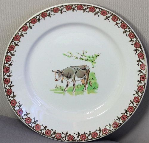 French Faience transfer ware Cow Plate
