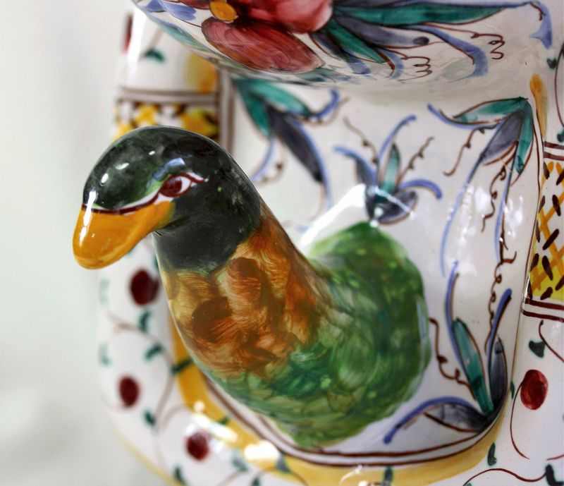 Portuguese hand painted Ceramic Bird Soap dish &amp; Towel Hanger