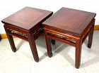 Pr. Chinese Rosewood inlaid square low Table