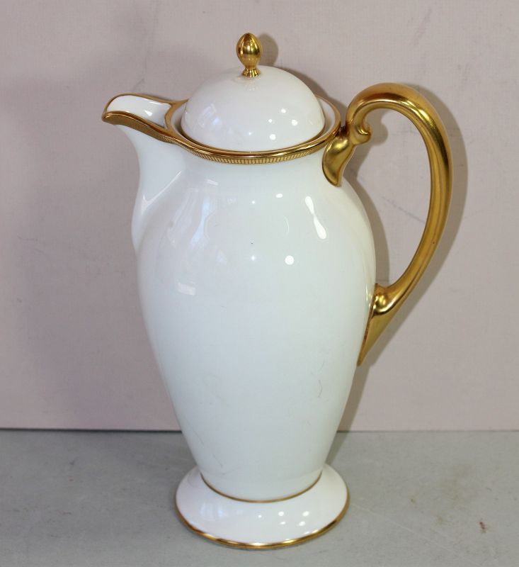 Lenox Porcelain Gold band Coffee Pot, retailed by Tiffany &amp; Co.