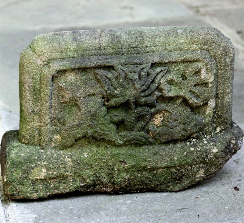 Chinese Limestone heavy Slab, carved leafy design