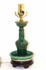 Chinese Green glazed Monochrome Pottery Joss Stick Lamp