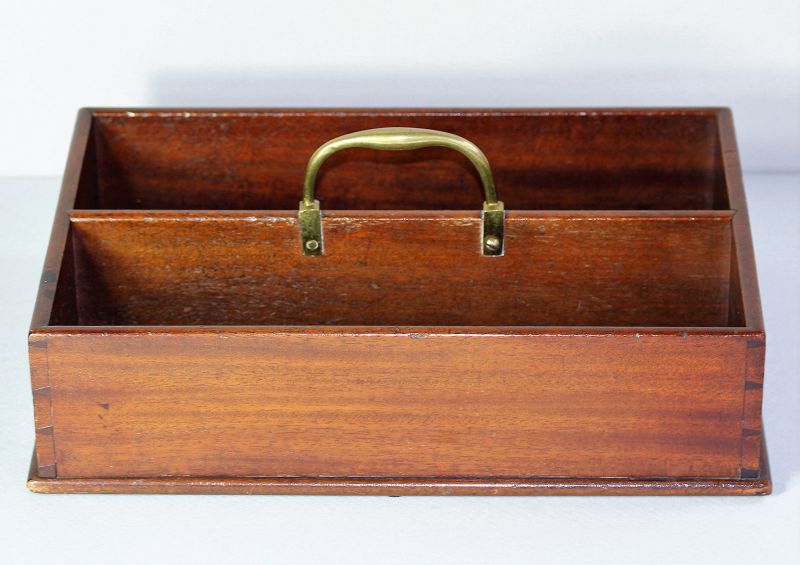 English Georgian Mahogany Cutlery Tray with Brass Handle