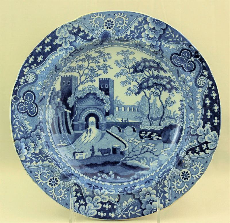 English Blue Transferware deep plate