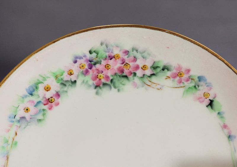 German Porcelain hand painted Pansy one(1) handle serving Dish