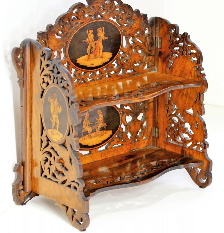 Italian Sorento Ware Olive Wood Inlaid Shelf, 19th C.