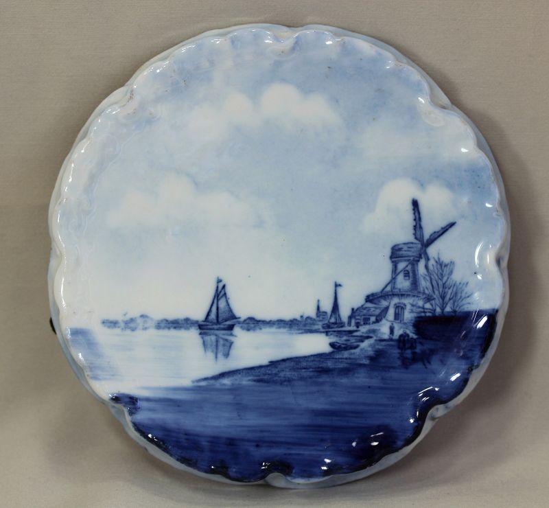 German Rosenthal Blue and White Windmill Hot Plate, Trivet