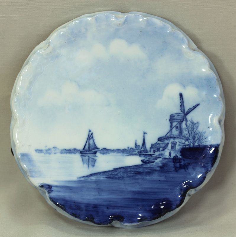 German Rosenthal Blue and White Windmill Hot Plate, Trivet