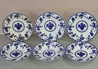 6 English Mintons Porcelain Blue Delft design  deep Soup Plates
