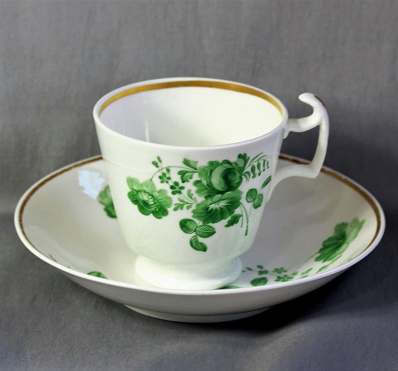 English Bone China Tea Cup and Saucer, 18th C.