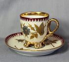 Porcelain Gold & Silver hand painted Butterfly Demitasse Cup & Saucer