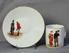 French Porcelain hand painted Lady & Gentleman Demitasse Cup & Saucer