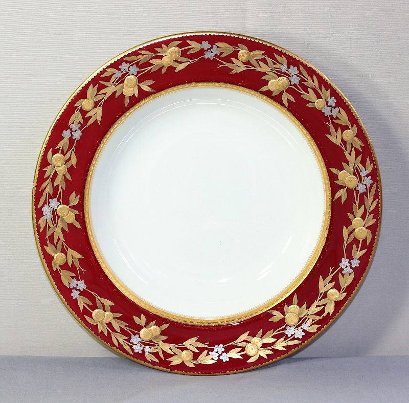 Tiffany English Brownfields Porcelain Soup Plate, Gold & Silver Design